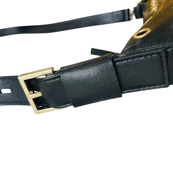 ALLSAINTS Half Moon Eyelet Shoulder Crossbody Bag Black 100% Lamb Leather NEW - Picture 13 of 16